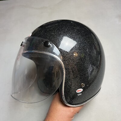 BELL Custom 500 Motorcycle Helmet Silver Sparkle Glitter With Face