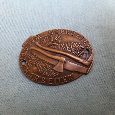 ANTIQUE BRONZE BADGE WALD FACHAR BEITER GEPRUFTER GRAZ EGGENBERG XIV
