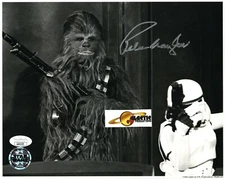 RIP- LAST ONE- Star Wars Official Pix- Peter Mayhew, Chewbacca 8x10 JSA COA