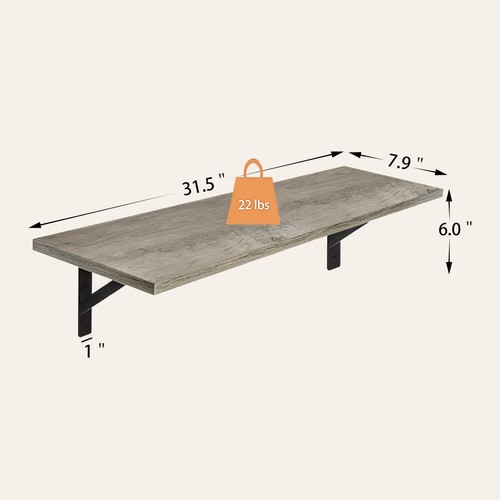 Long Shelf 31.5 Inch Large Wall Mounted Shelves Set of 2 Easy-to-Install Disp... - Picture 2 of 9