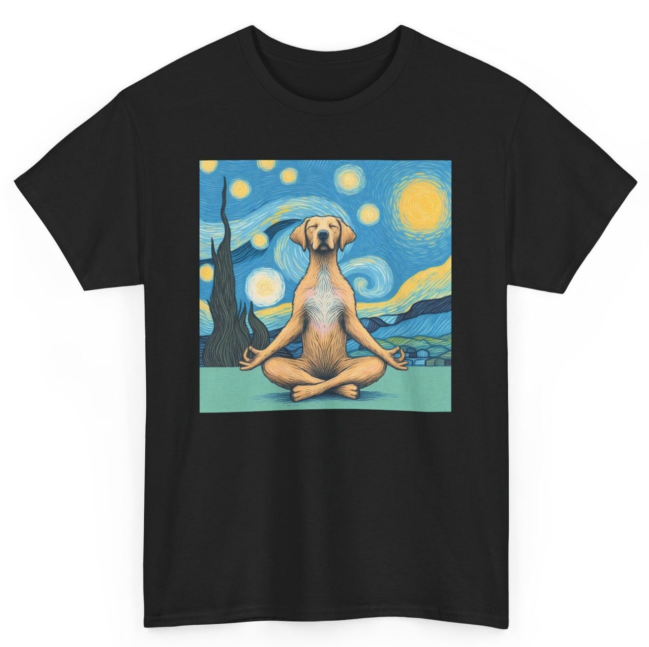 Artistic Dog Doing Yoga Funny T-shirt - Meditation Dog Lovers Graphic Tee