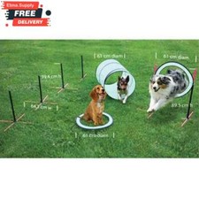 Dog Agility Obstacle Course Set Kit Training Jump Tunnel Weave Poles Stop Circle