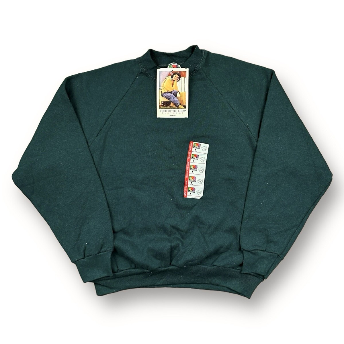 Vintage 90s Fruit Of The Loom Blank Green Sweatshirt
