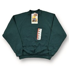 Vintage 90s Fruit Of The Loom Blank Green Sweatshirt Crewneck Deadstock NOS USA