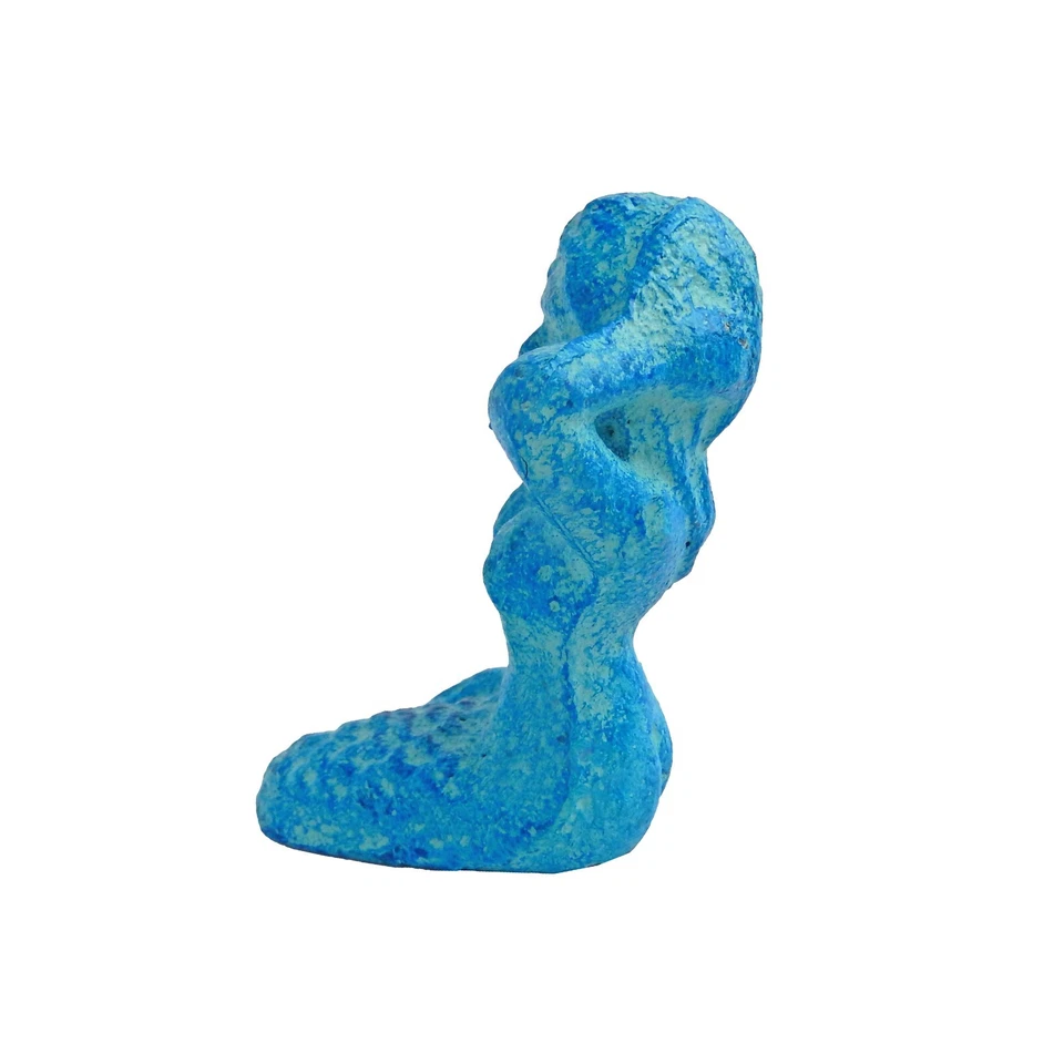 Tiny Cast Iron Mermaid Figurine Shelf Sitter Paperweight Nautical Sea Blue Color - Image 4 of 4
