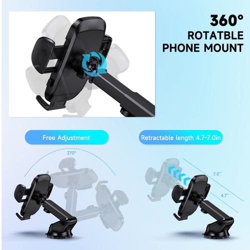 Universal Car Truck Mount Phone Holder Stand Dashboard Windshield For Cell Phone - Picture 3 of 11