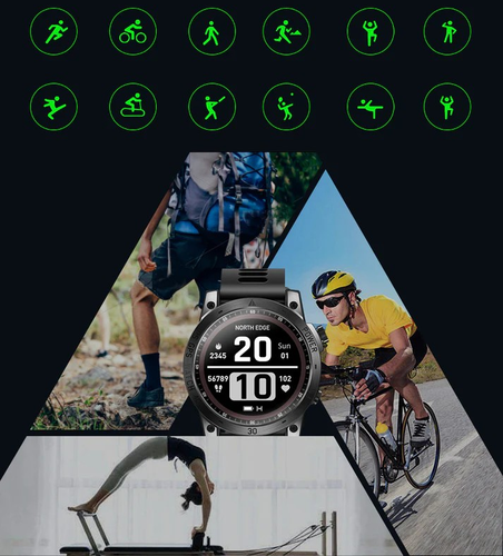 Cross Fit Watch GPS North Edge Sport Amoled Bluetooth Outdoors Durable Black 50M - 第 6/10 張圖片
