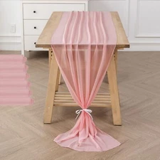 6Pack 10ft Chiffon Table Runner 29x120 Inch Sheer Romantic Table Runner for W...