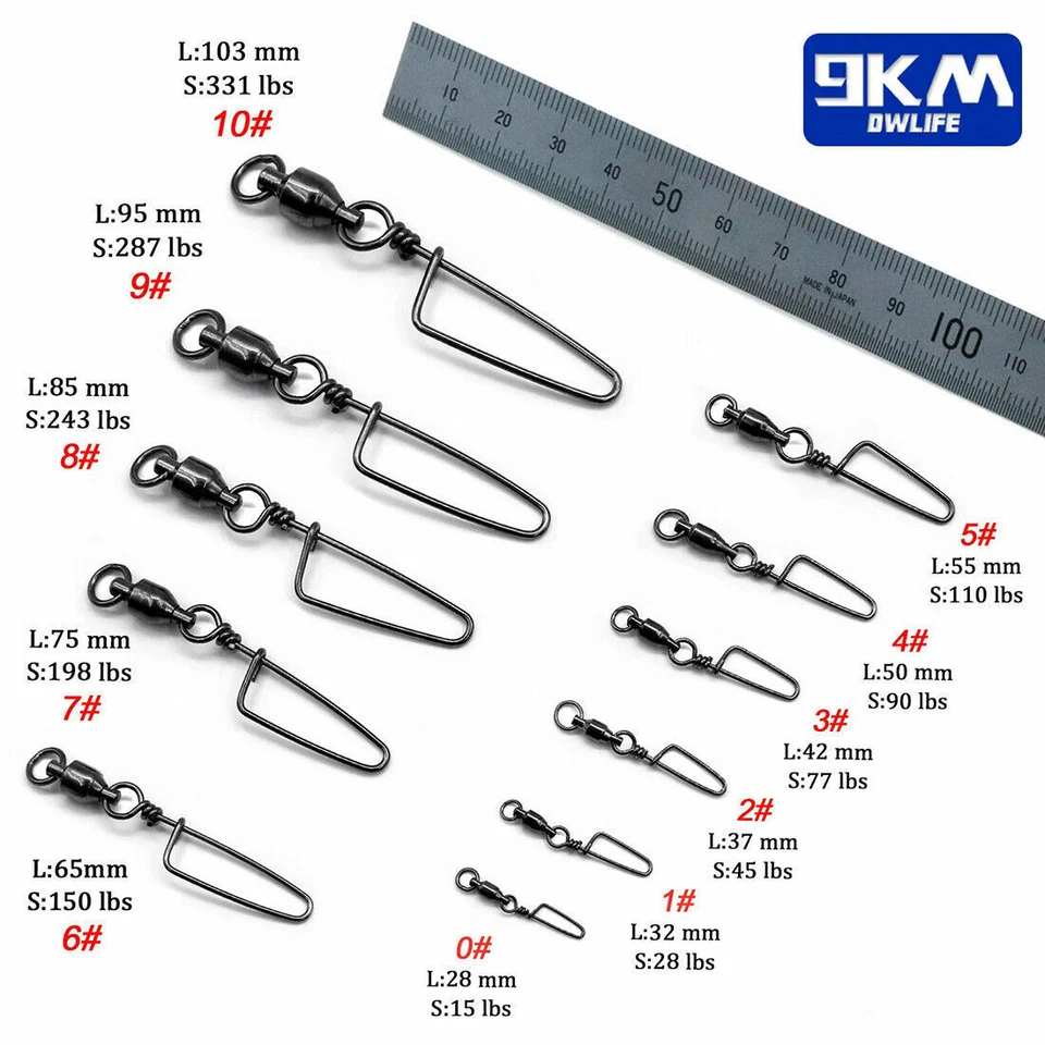 Fishing Swivel Snap Ball Bearing Swivel 20~50Pcs Stainless Fishing Barrel Swivel - Image 2 of 4