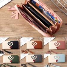 Large Capacity Womens Leather Purse Card Holder Travel Zip Phone Wristlet Wallet