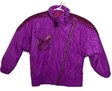Kaelin Ski Snow Jacket Vintage Purple Women’s Size 10 Asymmetrical Zip 90s E4