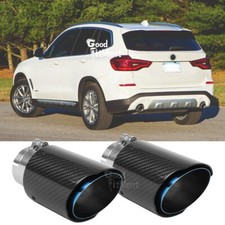 For X3 X5 X7 Sport 2x 2.5" Inlet 3.5" Outlet Real Carbon Fiber Exhaust Tip Pipe