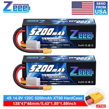 2x Zeee 14.8V 120C 5200mAh 4S LiPo Battery XT60 for RC Car Truck Crawler Monster