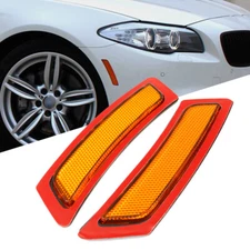 For F10 11-16 BMW 5 Series Amber Front Bumper Reflectors Side Marker Light Lamp