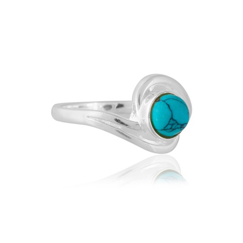 Turquoise Ring, Round 925 Silver Ring, December Birthstone, Blue Gemstone. - Bild 7 von 7