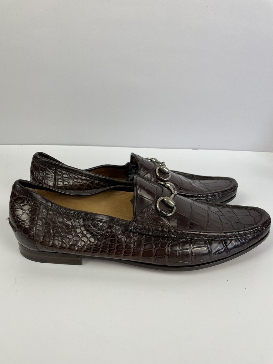 Gucci Alligator Horsebit Loafers Brown Men's Size 9 D Gucci /US