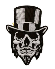 SKULL with TOP HAT - Embroidered Sew/Iron On Patch