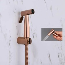Hand Held Stainless Steel Toilet Bidet Sprayer Rose Gold Douche Kit Hose Holder