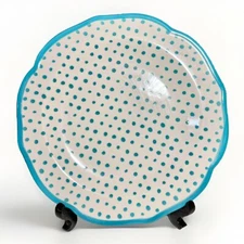 PIONEER WOMAN Turquoise Polka Dot Dinner Plate 10.5”