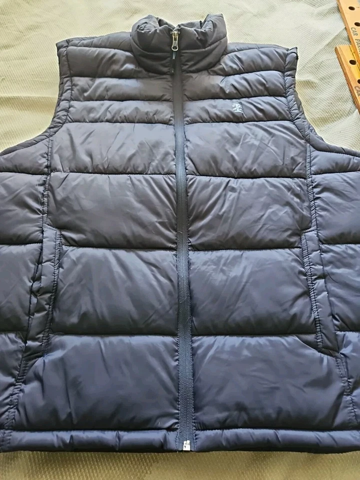 IZOD Vest Mens Large L Blue Puffer Vest Full Zip Winter Mock Neck Logo Nylon Top - Image 3 of 4