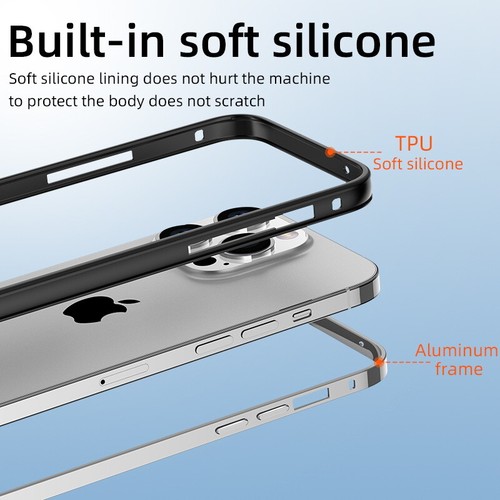 Frame Case For iPhone 15 Pro Max 14 13 Shockproof Aluminum Hybrid Silicone Cover - Picture 5 of 19