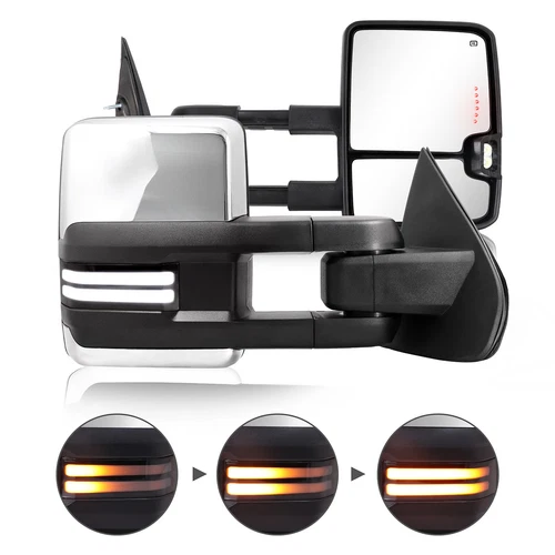 Chrome Tow Mirrors for 2014-2019 Chevy Silverado GMC Sierra Smoked Switchback