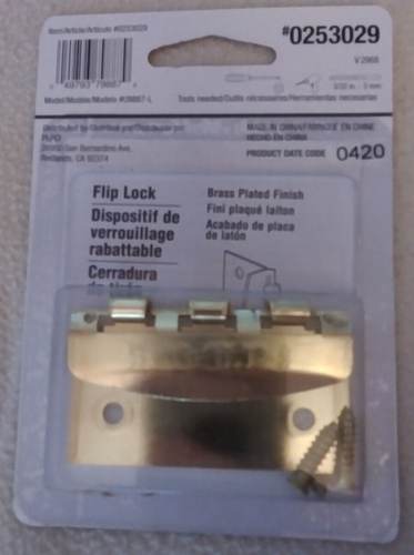 4 Packs of Gatehouse Flip Lock Brass Finish 0253029 You will get 4 Packs NEW - Picture 2 of 3