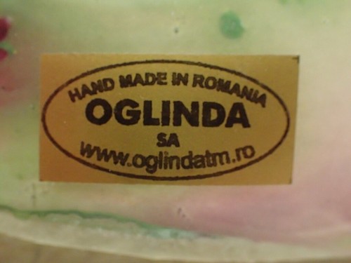 Vassoio piatto ottagonale vetro arte rumena vintage Oglinda multicolore rovere 6" fatto a mano - Foto 5 di 9