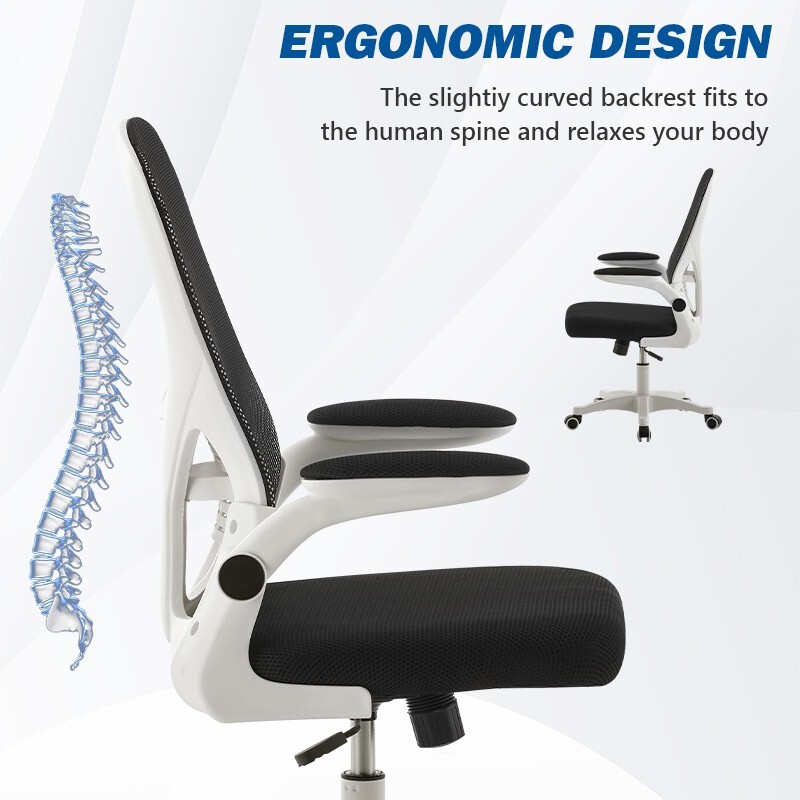White Office Chair Computer Desk Chairs Back Mesh Ergonomic Swivel Gas