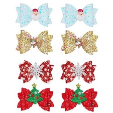 8pcs Christmas Hair Clip Christmas Headdress Christmas Sequined Bow Santa