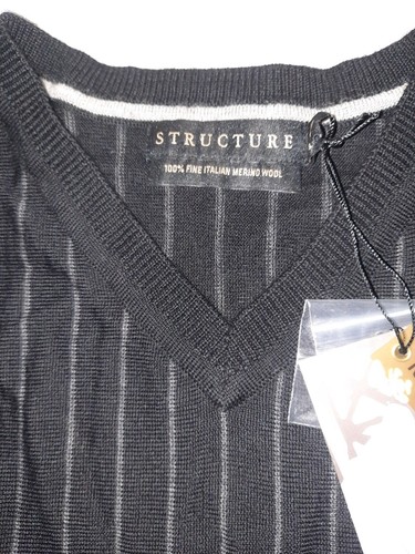 Men's Structure 100% Fine Italian Wool Long Sleeve Brown Sweater Size Xl NWT - Picture 3 of 5