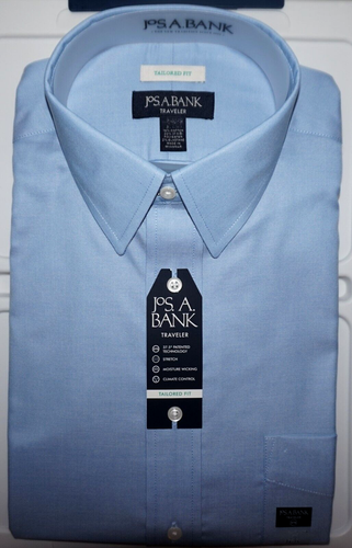 Jos A Bank Traveler Dress Shirt 16 - 32/33 Tailored Fit Blue Stretch NWT (AE) - Picture 5 of 6