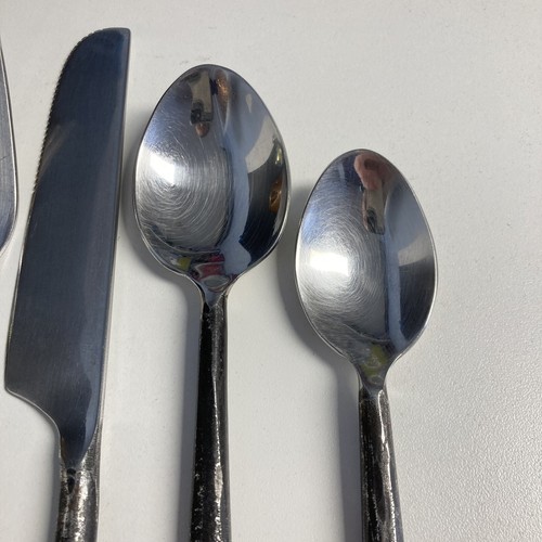 SIMON PEARCE 5-Pc Woodbury Flatware Place Setting Hand Hammered Black Finish HTF - Picture 3 of 10
