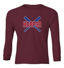 Philadelphia Phillies Bryce HARPER Baseball Batter Up Youth Long Sleeve T-Shirt