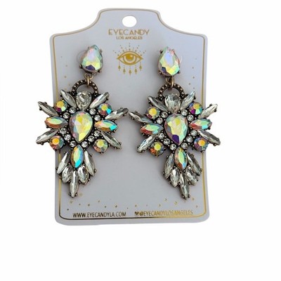 Eye Candy Lexy Statement Drop Crystal Earrings 80s Style