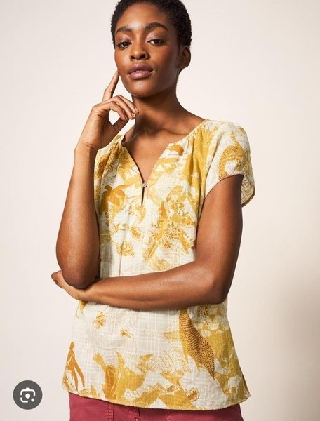 Women White Stuff Shirt Ivory Cotton M