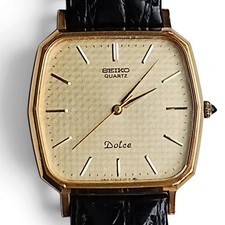 SEIKO DOLCE Gold Tone Octagonal Tonneau Quartz Men's Watch