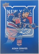 2025-26 Rangers Centennial Blue Auto Adam Graves New York