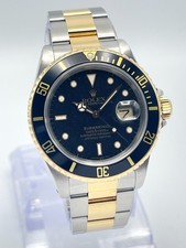 Rolex Submariner Date 16613 40mm Black Dial Black Bezel Bi Metal Two Tone Box