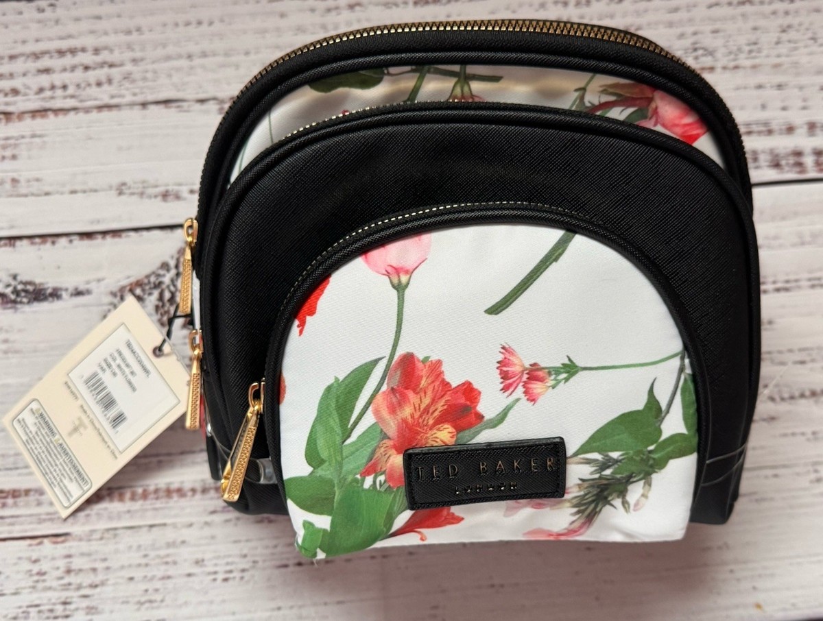 Ted Baker Cosmetic Bag gift Set 3 Piece With Travel Bottles NWT 