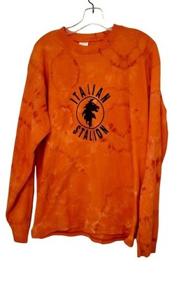Men's Gilden Orange Italian Stallion Graphic Long Sleeve T-shirt Size L