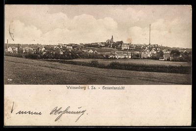 Weissenberg i. Sa., Gesamtansicht, Ansichtskarte 1923 
