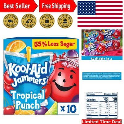 Fun Tropical Punch Drink Pouches - 10 x 6 Fl Oz, Vitamin C & Allergen-Free