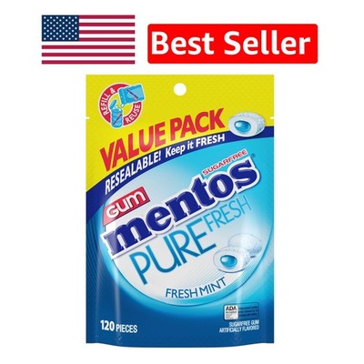 Pure Fresh Sugar-Free Chewing Gum, Xylitol Fresh Mint, 120-Piece Resealable Bag