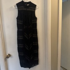 Women’s Venus Little Black Lace Lined Dress Size 6  Sleeveless Mock Neck