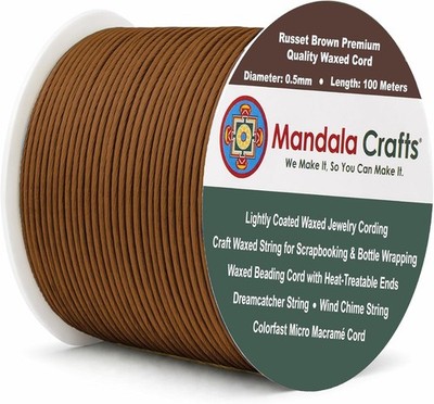 0.5Mm Russet Brown Cotton Waxed Cord for Jewelry Making, 109 Yards   Waxed Cotto