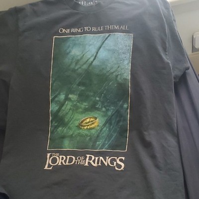 BoxLunch Lord of the Rings Graphic Print Logo Tee Men's L Crew Neck Cotton Grey 
