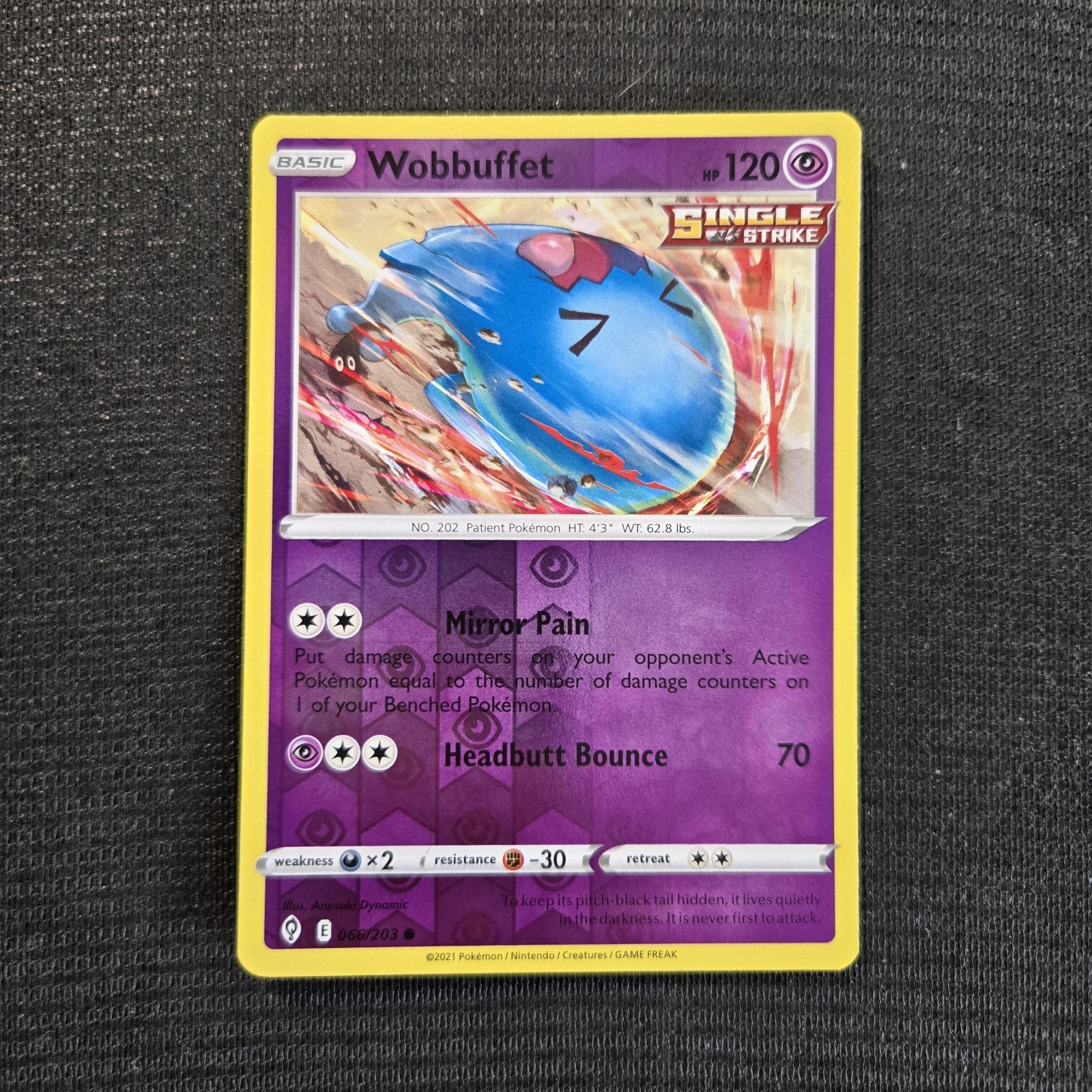 Pokemon TCG Evolving Skies Wobbuffet Reverse Holo Card 66/203