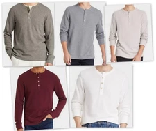 Long Sleeve TEXTURED HENLEY Shirts- Goodfellow Burgundy Gray Tan White Basil 1