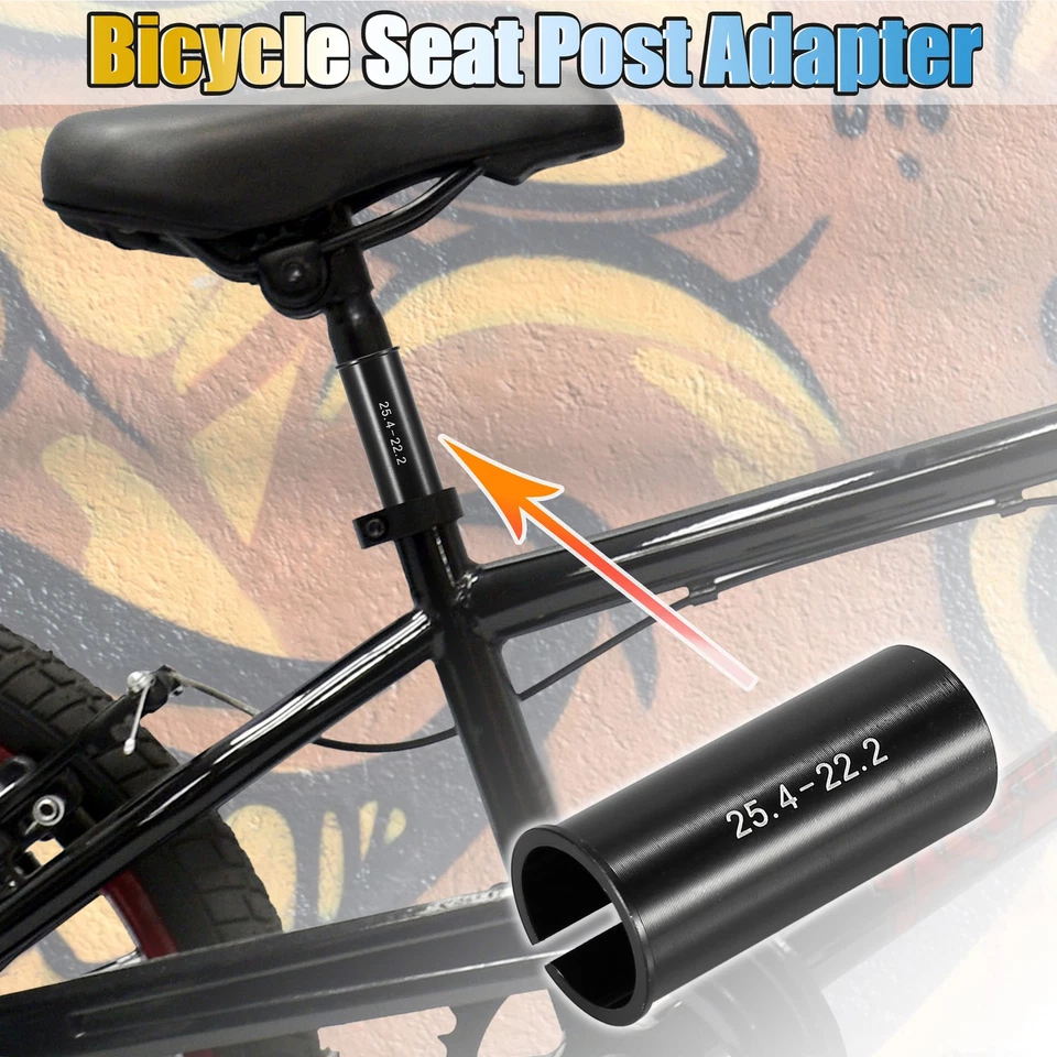 Lot 1 adaptateur tube tige selle vélo 22,2 à 25,4 mm en alliage d'aluum noir - Photo 3/4